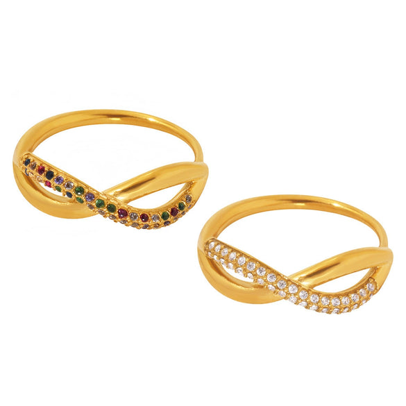 Wholesale Women's 316L Stainless Steel Geometric Cross Fine Twist Finger Ring 18K Gold Plated