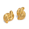 Wholesale Women's Stainless Steel Geometric Cross Knot Electroplated Earrings