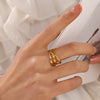 Wholesale Women's Stainless Steel Geometric Cross Opening Adjustment Ring With Electroplating