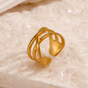 Wholesale Women's Stainless Steel Geometric Cross Opening Adjustment Ring With Electroplating