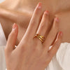 Wholesale Women's Stainless Steel Geometric Cross Opening Adjustment Ring With Electroplating