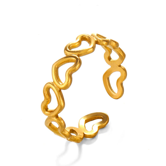 Wholesale Women's Stainless Steel Geometric Cross Ring 18K Gold Plated