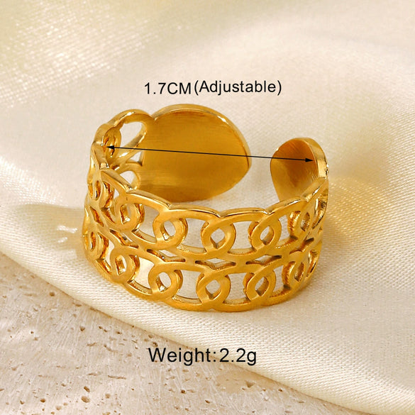 Wholesale Women's Stainless Steel Geometric Cross Ring 18K Gold Plated