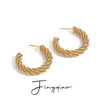 Wholesale Women's Stainless Steel Geometric Cshaped Ball Twist Ins Earrings With Gold And Silver Color Matching And Electroplating Treatment