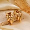 Wholesale Women's Stainless Steel Geometric Cshaped Earrings With Electroplating And Simple Line Stitching