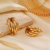 Wholesale Women's Stainless Steel Geometric Cshaped Earrings With Electroplating And Simple Line Stitching