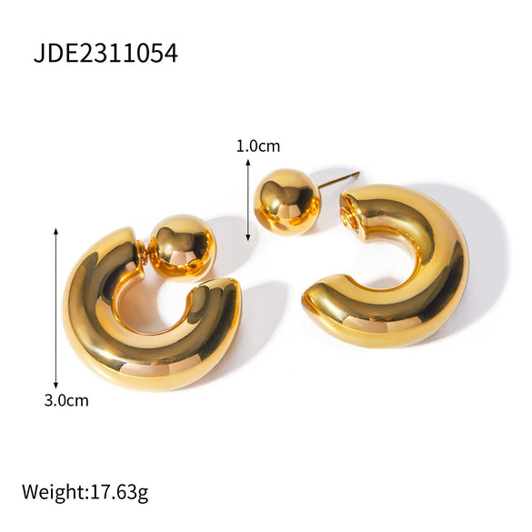 Wholesale Women's Stainless Steel Geometric Cshaped Electroplated Earrings Jewelry