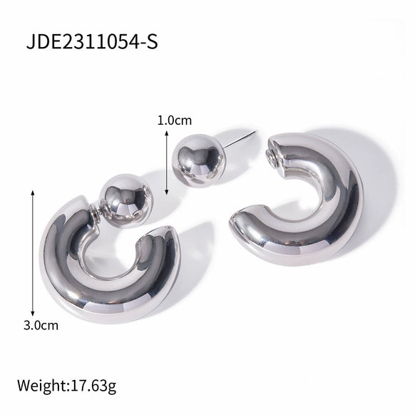 Wholesale Women's Stainless Steel Geometric Cshaped Electroplated Earrings Jewelry