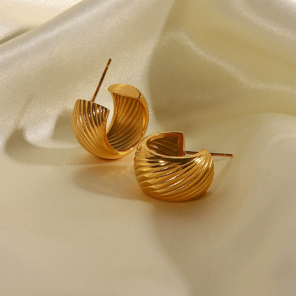 Wholesale Women's Stainless Steel Geometric Cshaped Electroplated Earrings