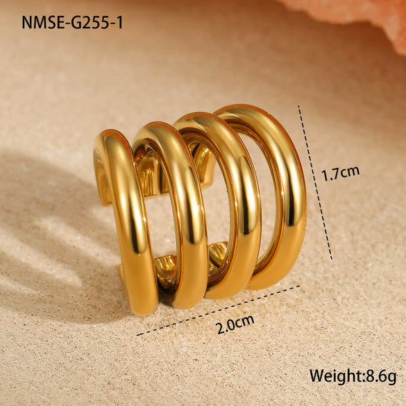 Wholesale Women's Stainless Steel Geometric Cshaped Fashion Cold Wind Electroplated Ear Clip Jewelry