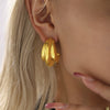 Wholesale Women's Stainless Steel Geometric Cshaped Heavy Polished Pvd Plated 18K Gold Earrings