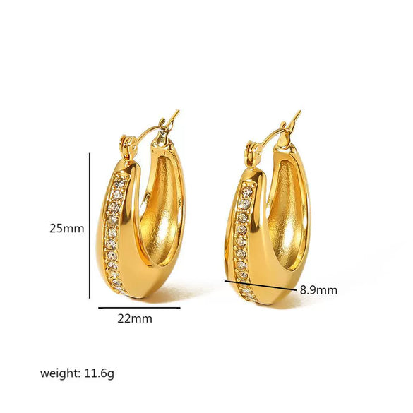 Wholesale Women's Stainless Steel Geometric Cshaped Light Luxury Retro Earrings With Electroplating