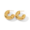Wholesale Women's Stainless Steel Geometric Cshaped Personality Exaggerated Hollow Earrings Electroplated Jewelry