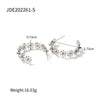 Wholesale Women's Stainless Steel Geometric Cshaped Small Flower Earrings Electroplated