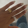 Wholesale Women's Stainless Steel Geometric Design Ring With Electroplating