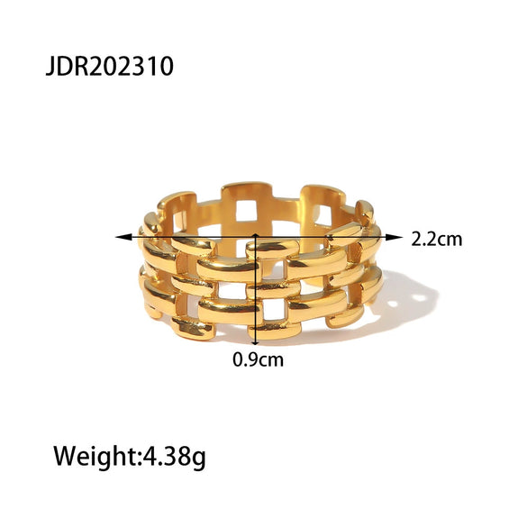 Wholesale Women's Stainless Steel Geometric Design Ring With Electroplating