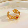 Wholesale Women's Stainless Steel Geometric Devil's Eye Opening Adjustable Ring With Electroplating