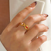 Wholesale Women's Stainless Steel Geometric Devil's Eye Opening Adjustable Ring With Electroplating
