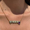 Wholesale Women's Stainless Steel Geometric Devil's Fang Necklace With Electroplating And Real Gold Color Retention