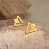 Wholesale Women's Stainless Steel Geometric Diamond Electroplated Doublelayer Design Earrings And Flower Ring Earrings
