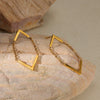 Wholesale Women's Stainless Steel Geometric Diamond Electroplated Doublelayer Design Earrings And Flower Ring Earrings