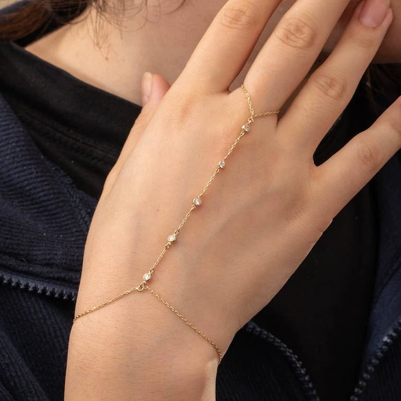 Wholesale Women's Stainless Steel Geometric Diamond Inlaid Ring Bracelet