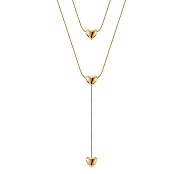 Wholesale Women's Stainless Steel Geometric Doublelayer Electroplated Love Heart Clavicle Necklace
