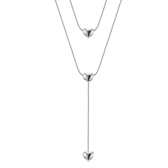 Wholesale Women's Stainless Steel Geometric Doublelayer Electroplated Love Heart Clavicle Necklace