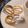 Wholesale Women's 316L Stainless Steel Geometric Doublelayer Ring Set With Electroplating Design