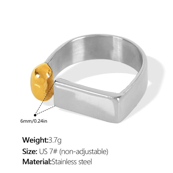 Wholesale Women's 316L Stainless Steel Geometric Doublelayer Ring Set With Electroplating Design