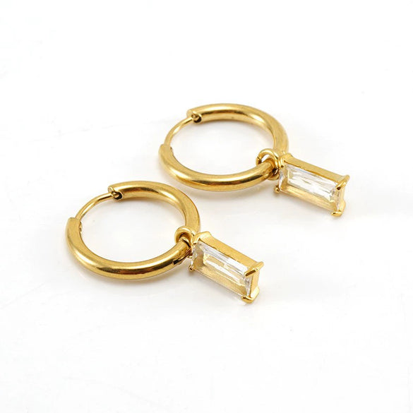 Wholesale Women's Stainless Steel Geometric Drop Shape Electroplated Earrings