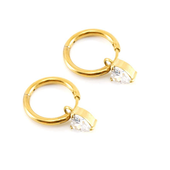 Wholesale Women's Stainless Steel Geometric Drop Shape Electroplated Earrings