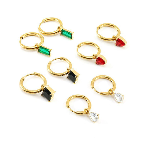 Wholesale Women's Stainless Steel Geometric Drop Shape Electroplated Earrings