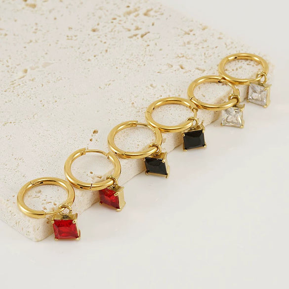 Wholesale Women's Stainless Steel Geometric Drop Shape Electroplated Earrings