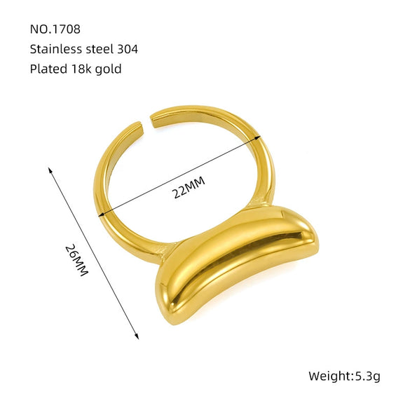 Wholesale Women's 316L Stainless Steel Geometric Drop Shape Open Ring With Electroplating