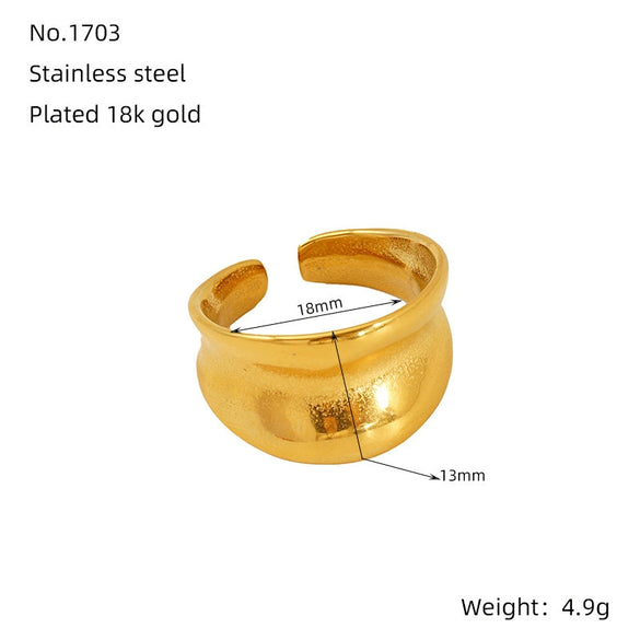 Wholesale Women's 316L Stainless Steel Geometric Drop Shape Open Ring With Electroplating