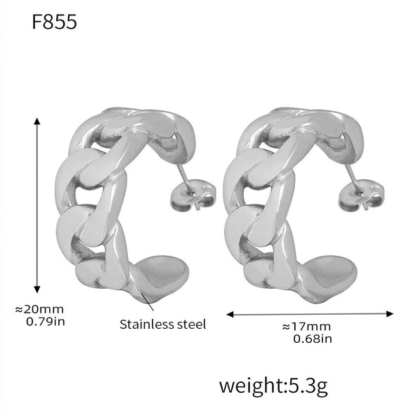 Wholesale Women's Stainless Steel Geometric Earrings 18K Gold Plated Chain Casting