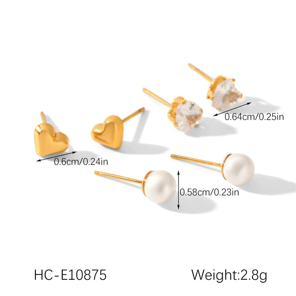 Wholesale Women's Stainless Steel Geometric Earrings Set With Pvd Furnace Vacuum Real Gold Plating