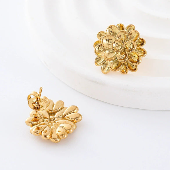 Wholesale Women's Stainless Steel Geometric Earrings With Electroplating And Cream Sweet Girl Style