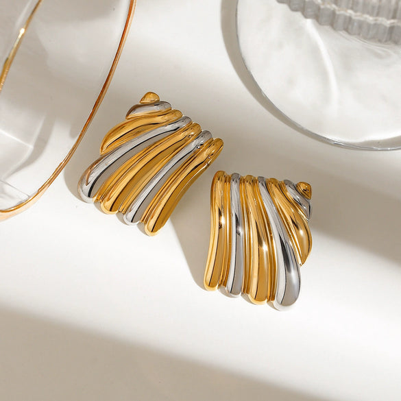 Wholesale Women's Stainless Steel Geometric Earrings With Electroplating Light Luxury Cold Style