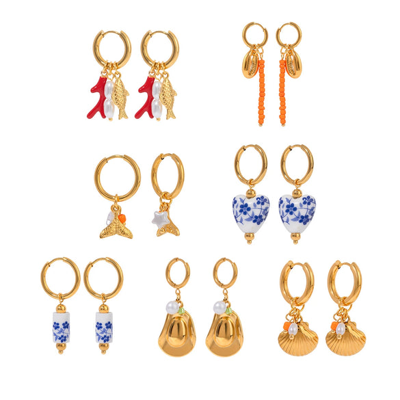 Wholesale Women's Stainless Steel Geometric Earrings With Electroplating Treatment