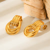 Wholesale Women's Stainless Steel Geometric Earrings With 18K Gold Thread Winding And Electroplating