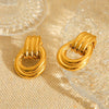 Wholesale Women's Stainless Steel Geometric Earrings With 18K Gold Thread Winding And Electroplating