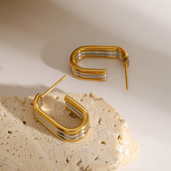 Wholesale Women's Stainless Steel Geometric Earrings With Letters Numbers Text Pattern Electroplated