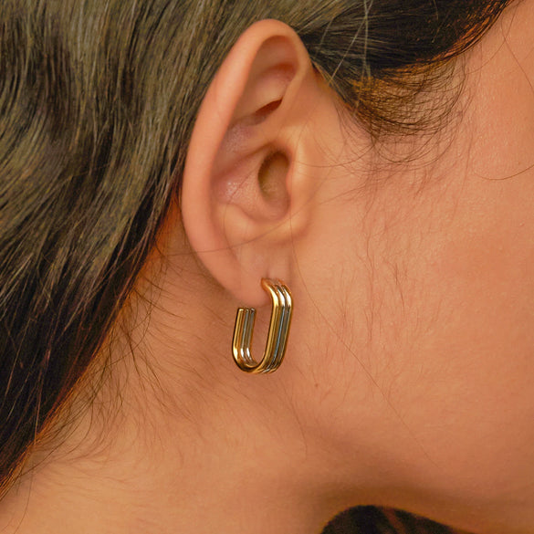 Wholesale Women's Stainless Steel Geometric Earrings With Letters Numbers Text Pattern Electroplated