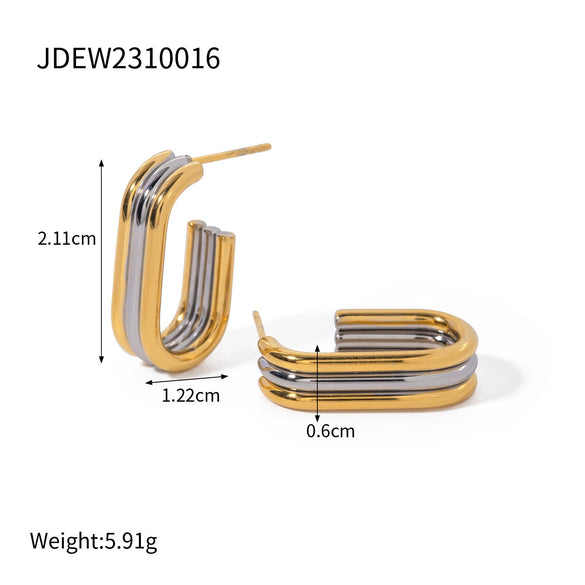 Wholesale Women's Stainless Steel Geometric Earrings With Letters Numbers Text Pattern Electroplated