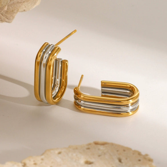 Wholesale Women's Stainless Steel Geometric Earrings With Letters Numbers Text Pattern Electroplated