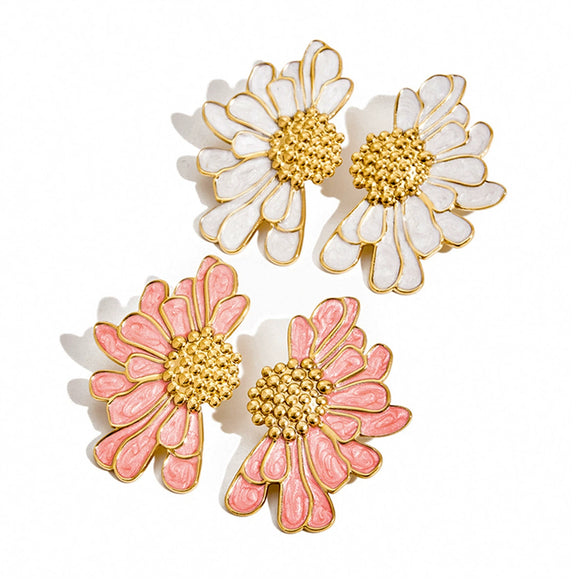 Wholesale Women's Stainless Steel Geometric Earrings With Oil Drop Design And Electroplating