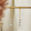 Wholesale Women's Stainless Steel Geometric Earrings With Three White Naked Diamonds And Electroplating