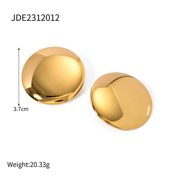 Wholesale Women's Stainless Steel Geometric Electroplated Disc Earrings Jewelry